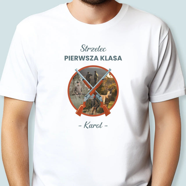 Fotokolaż: Strzelec Pierwsza Klasa - Koszulka Męska z Nadrukiem