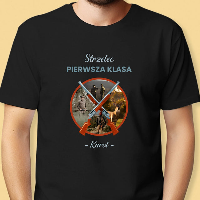 Fotokolaż: Strzelec Pierwsza Klasa - Koszulka Męska z Nadrukiem