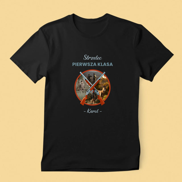 Fotokolaż: Strzelec Pierwsza Klasa - Koszulka Męska z Nadrukiem