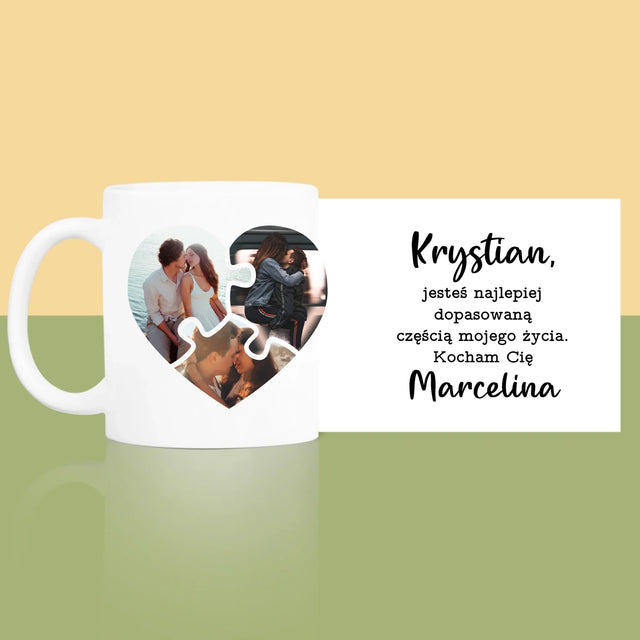 Fotokolaż: Walentynkowe Puzzle - Kubek z Nadrukiem