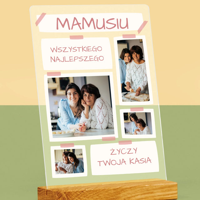 Fotokolaż: Mamusiu Wszystkiego Najlepszego - Wydruk Na Szkle Akrylowym