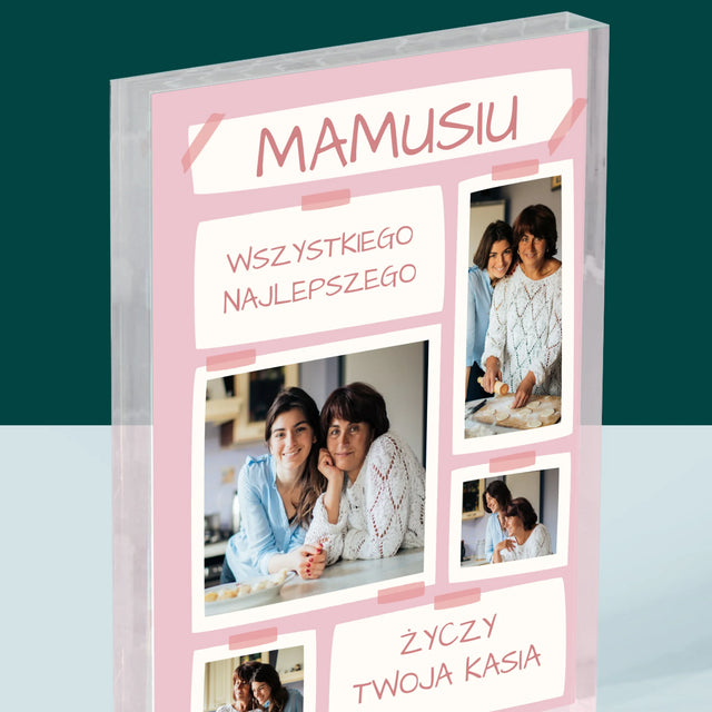 Fotokolaż: Mamusiu Wszystkiego Najlepszego - Blok Akrylowy z Nadrukiem