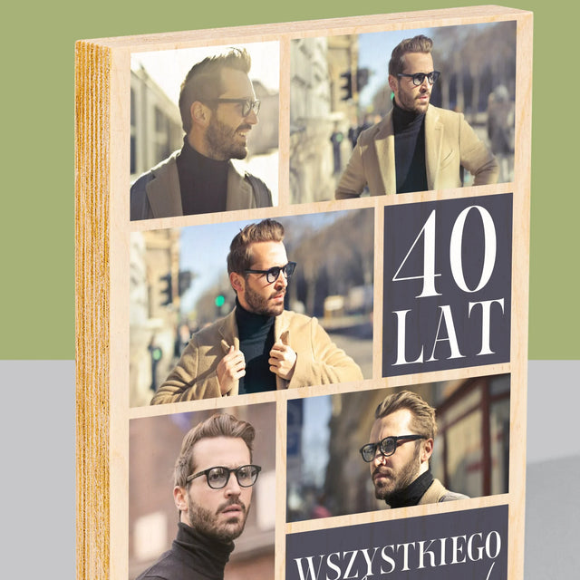 Fotokolaż: Urodziny Najlepszego - Wydruk Na Drewnie