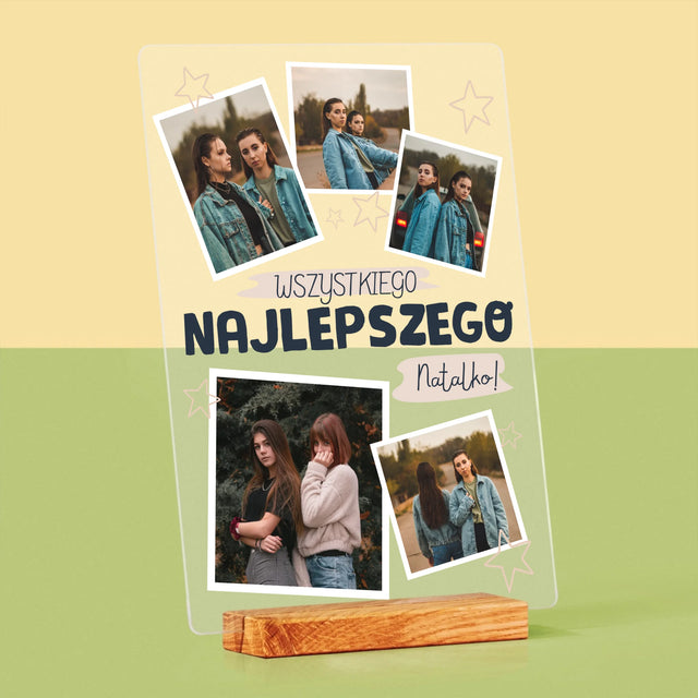 Fotokolaż: Wszystkiego Najlepszego Gwiazdki - Wydruk Na Szkle Akrylowym