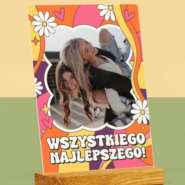 Zdjęcie i Podpis: Wszystkiego Najlepszego Groovy - Wydruk Na Szkle Akrylowym