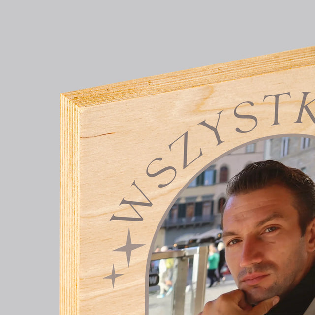 Zdjęcie i Podpis: Stylowe Urodziny - Wydruk Na Drewnie