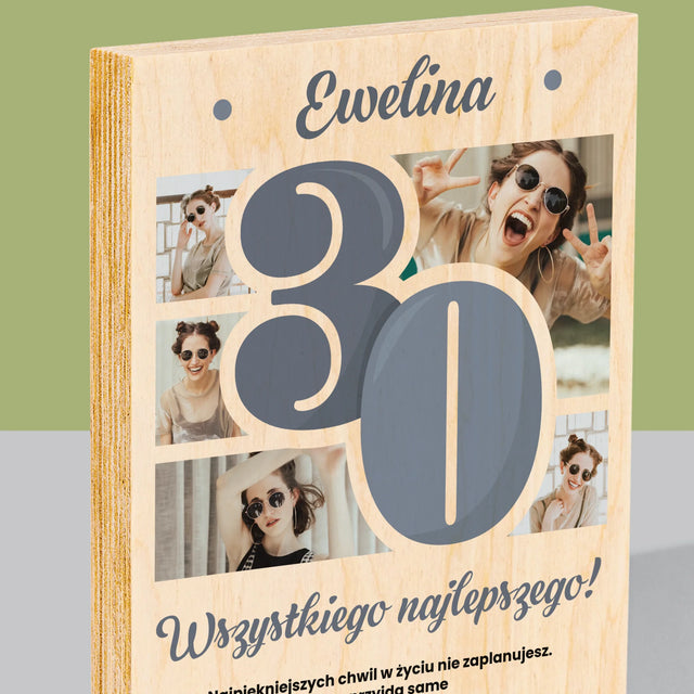 Fotokolaż: 30 Najpiękniejsze Chwile - Wydruk Na Drewnie
