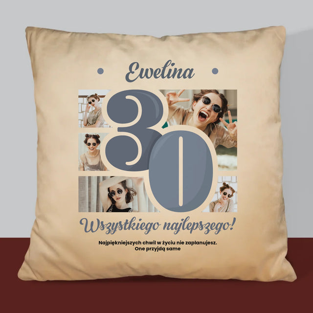 Fotokolaż: 30 Najpiękniejsze Chwile - Poduszka z Nadrukiem