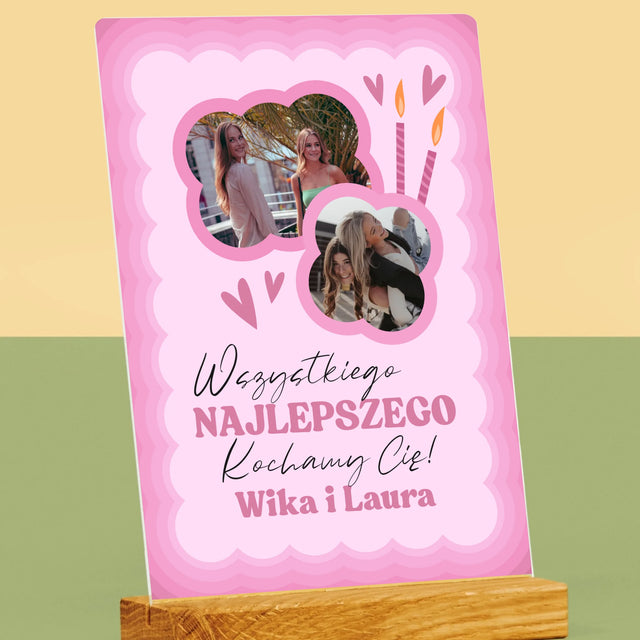 Fotokolaż: Różowe Urodziny - Wydruk Na Szkle Akrylowym