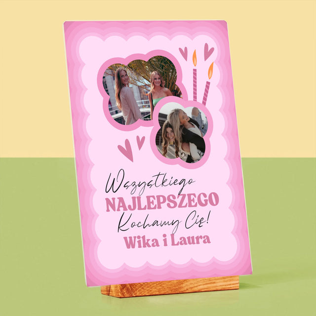 Fotokolaż: Różowe Urodziny - Wydruk Na Szkle Akrylowym