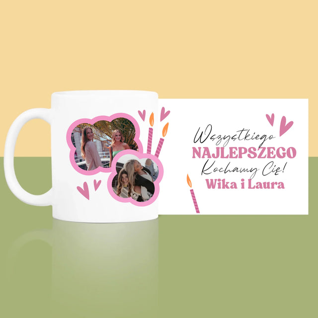 Fotokolaż: Różowe Urodziny - Kubek z Nadrukiem