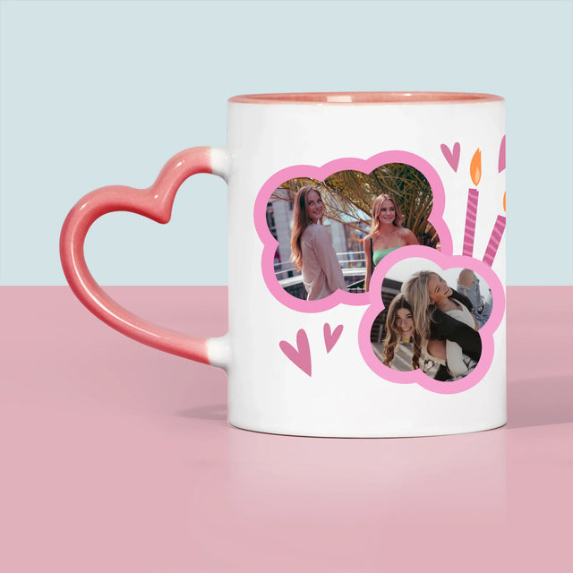 Fotokolaż: Różowe Urodziny - Kubek z Nadrukiem