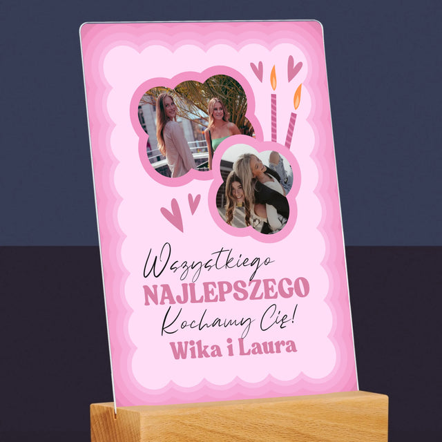 Fotokolaż: Różowe Urodziny - Wydruk Na Szkle Akrylowym