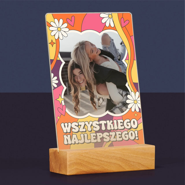 Zdjęcie i Podpis: Wszystkiego Najlepszego Groovy - Wydruk Na Szkle Akrylowym