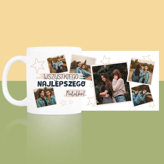 Fotokolaż: Wszystkiego Najlepszego Gwiazdki - Kubek z Nadrukiem