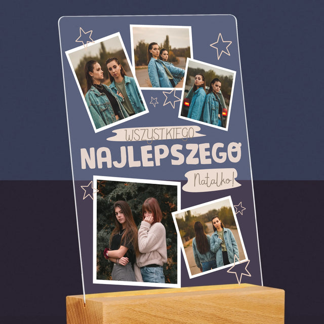 Fotokolaż: Wszystkiego Najlepszego Gwiazdki - Wydruk Na Szkle Akrylowym