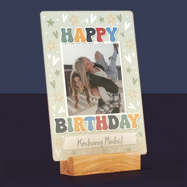 Zdjęcie i Podpis: Happy Birthday - Wydruk Na Szkle Akrylowym