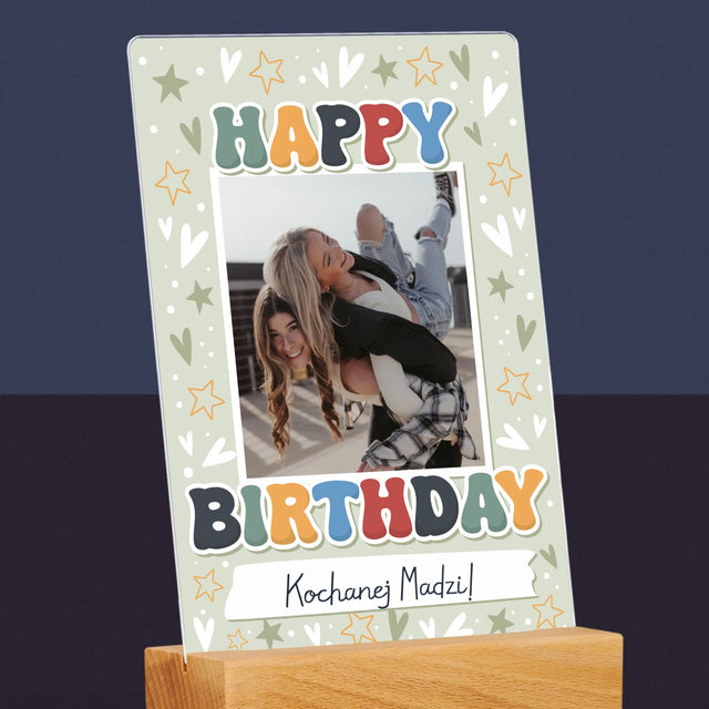 Zdjęcie i Podpis: Happy Birthday - Wydruk Na Szkle Akrylowym