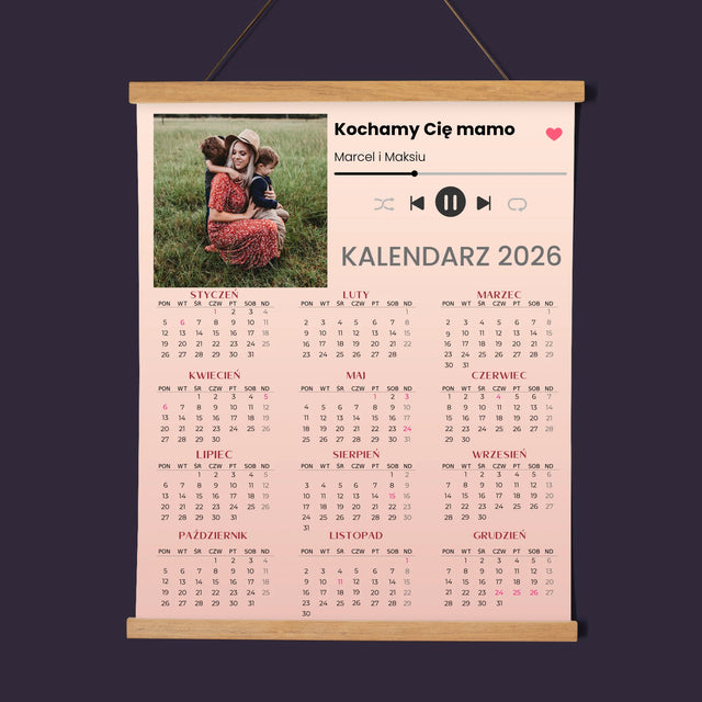 Zdjęcie i Podpis: Kochamy Cię Mamo - Kalendarz Plakatowy z Listwami