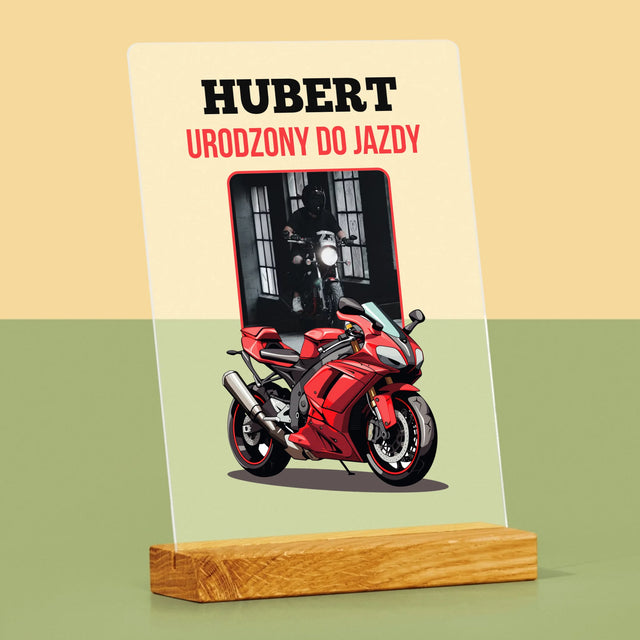 Zdjęcie I Podpis: Urodzony Do Jazdy - Wydruk Na Szkle Akrylowym