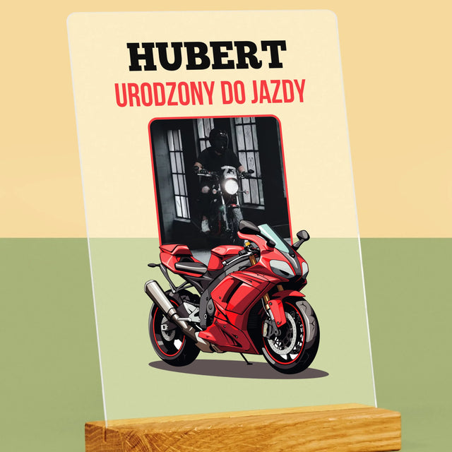 Zdjęcie I Podpis: Urodzony Do Jazdy - Wydruk Na Szkle Akrylowym