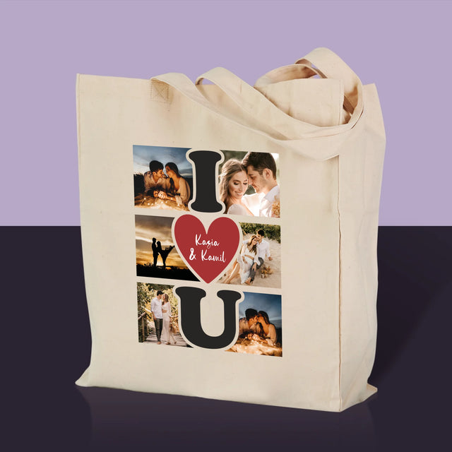 Fotokolaż: I Love You - Torba Płócienna z Nadrukiem