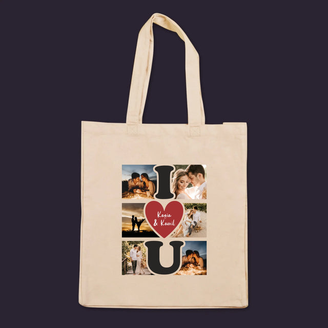 Fotokolaż: I Love You - Torba Płócienna z Nadrukiem