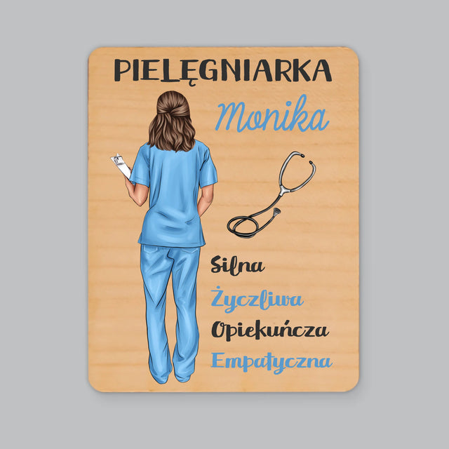 Kreator Postaci:  Cechy Pielęgniarki - Magnes Drewniany
