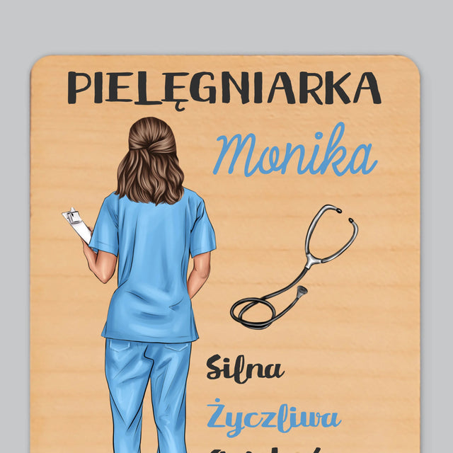 Kreator Postaci:  Cechy Pielęgniarki - Magnes Drewniany
