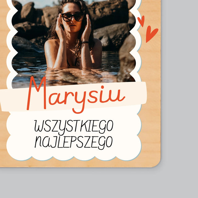 Zdjęcie i Podpis: Urodzinowa Ramka - Magnes Drewniany