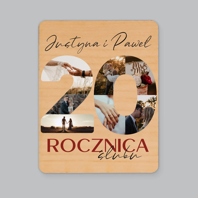 Słowo Ze Zdjęć: 20 Rocznica Ślubu - Magnes Drewniany