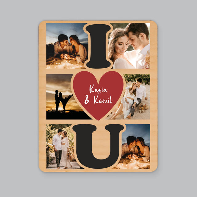 Fotokolaż: i Love You - Magnes Drewniany