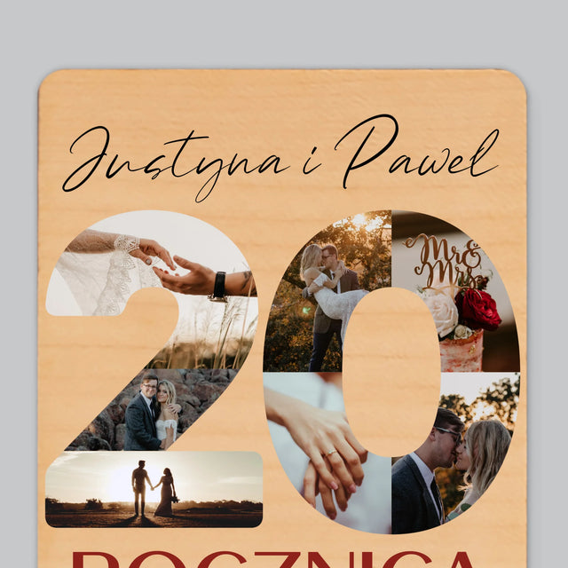 Słowo Ze Zdjęć: 20 Rocznica Ślubu - Magnes Drewniany