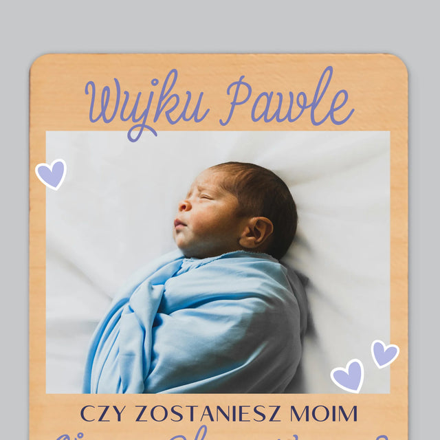 Fotokolaż: Czy Zostaniesz Moim Chrzestnym - Magnes Drewniany