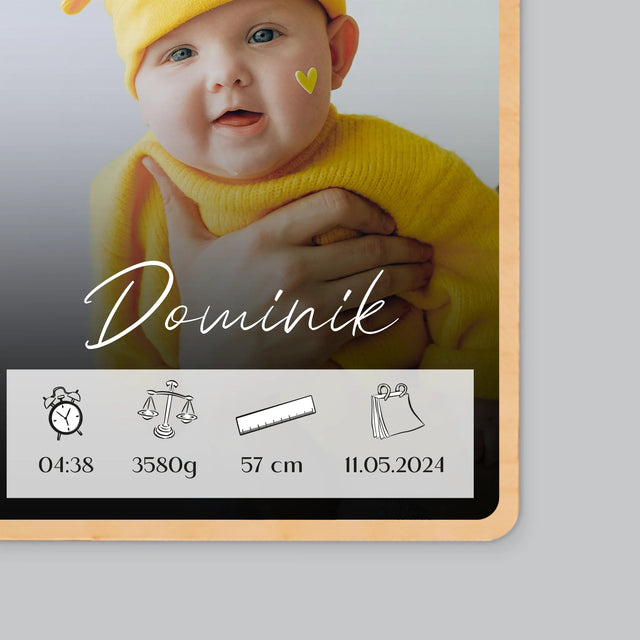 Metryczka Dziecka: Ramka - Magnes Drewniany