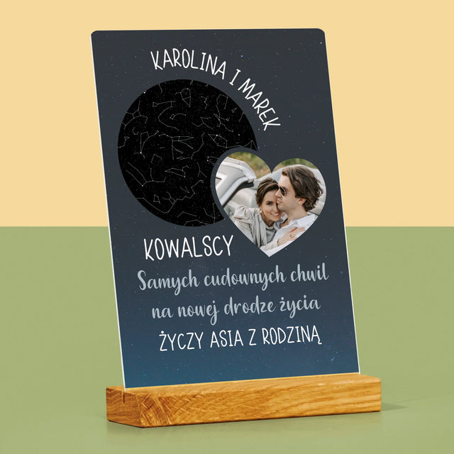 Mapa Gwiazd: Nowa Droga Życia Ślub - Wydruk Na Szkle Akrylowym