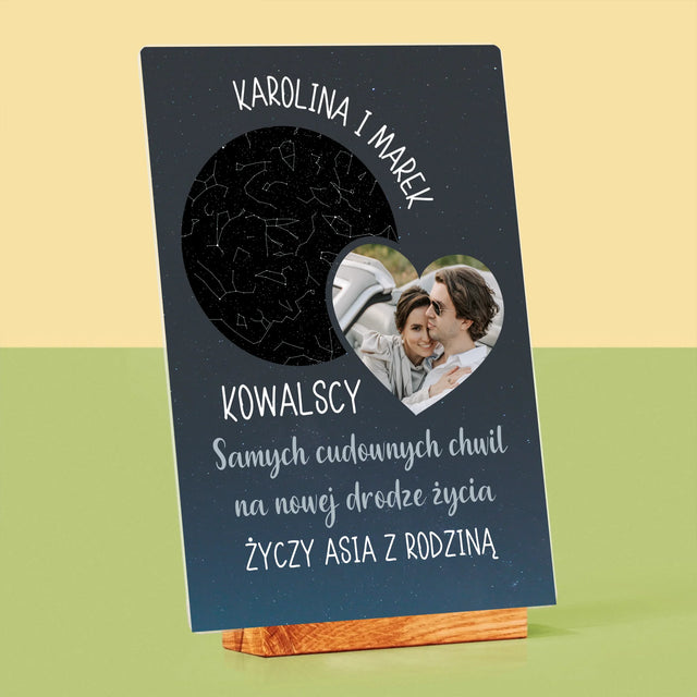 Mapa Gwiazd: Nowa Droga Życia Ślub - Wydruk Na Szkle Akrylowym