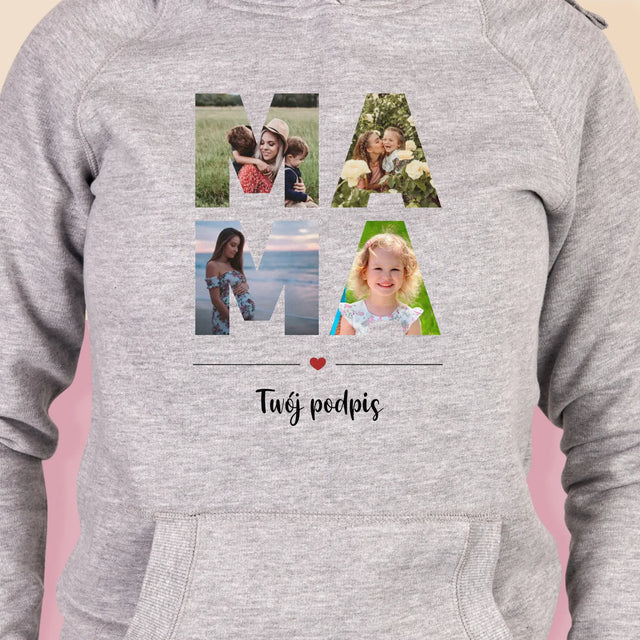 Słowo Ze Zdjęć: Mama - Bluza Damska z Kapturem