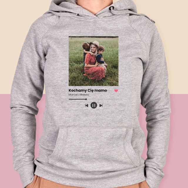 Zdjęcie i Podpis: Kochamy Cię Mamo - Bluza Damska z Kapturem