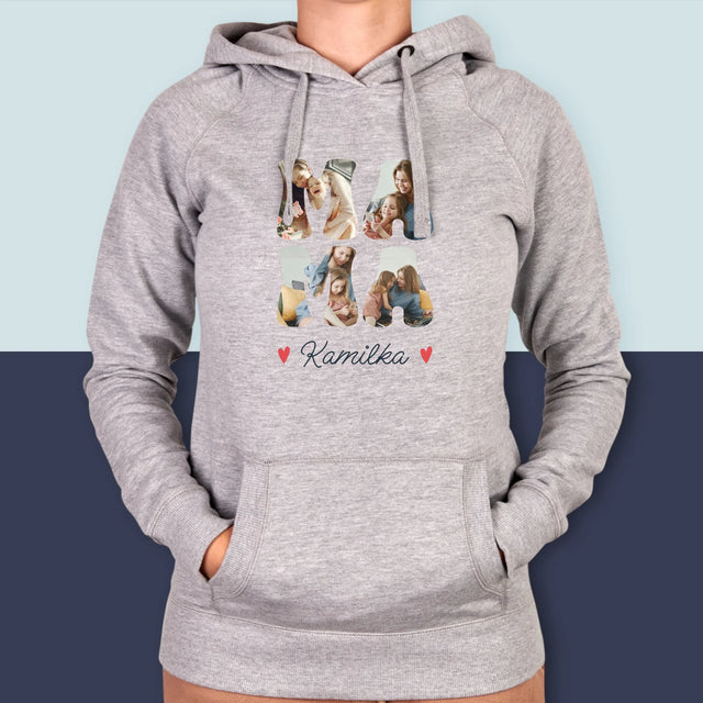 Słowo Ze Zdjęć: Mama Imię - Bluza Damska z Kapturem