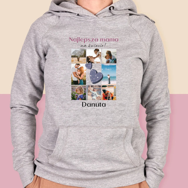 Fotokolaż: Najlepsza Mama - Bluza Damska z Kapturem