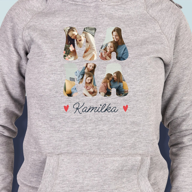 Słowo Ze Zdjęć: Mama Imię - Bluza Damska z Kapturem