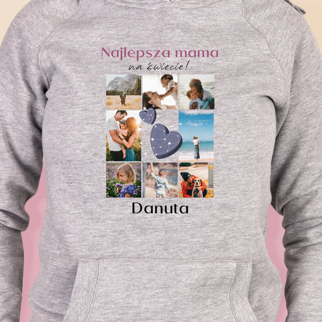 Fotokolaż: Najlepsza Mama - Bluza Damska z Kapturem