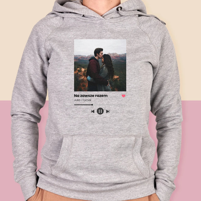 Zdjęcie i Podpis: Spotify z Twoim Zdjęciem - Bluza Damska z Kapturem