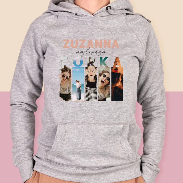 Fotokolaż: Najlepsza Córka - Bluza Damska z Kapturem