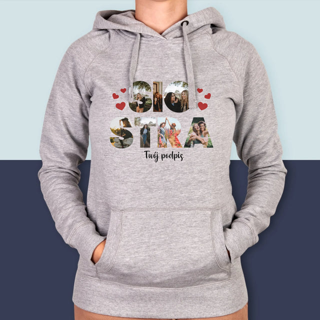 Słowo Ze Zdjęć: Siostra - Bluza Damska z Kapturem