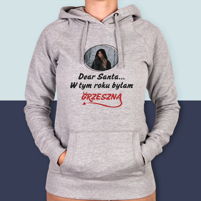 Zdjęcie i Podpis: Grzeszna - Bluza Damska z Kapturem