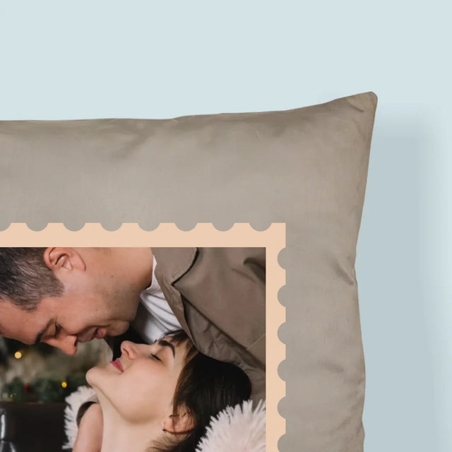 Fotokolaż: Świąteczne Znaczki Pocztowe - Poduszka z Nadrukiem