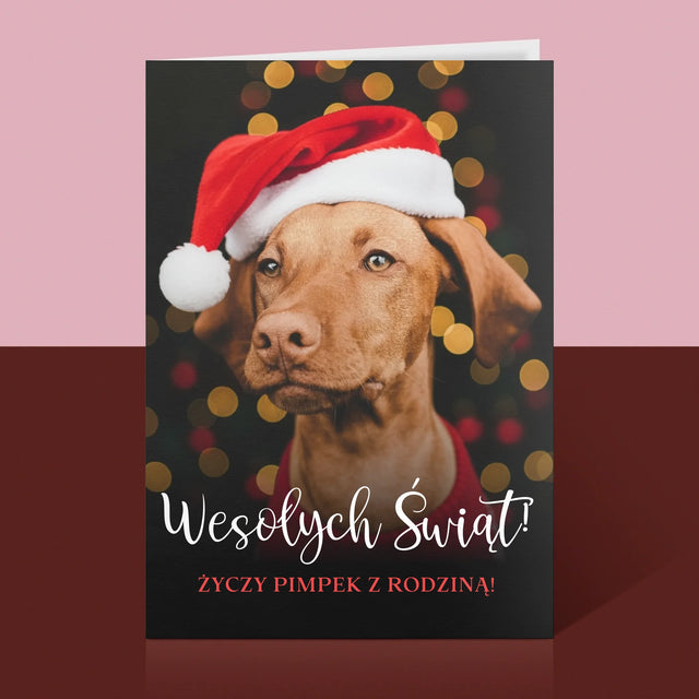 Zdjęcie I Podpis: Świąteczny Piesek - Kartka Z Życzeniami