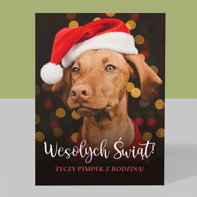 Zdjęcie I Podpis: Świąteczny Piesek - Wydruk Na Drewnie